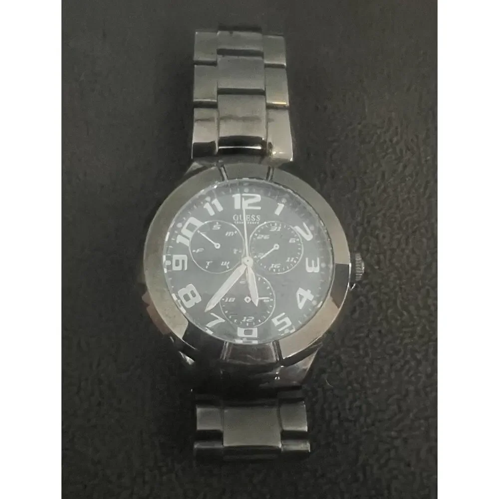 Guess Rush 42mm WaterPro Master Calendar, Day, Date. Black New Battery.